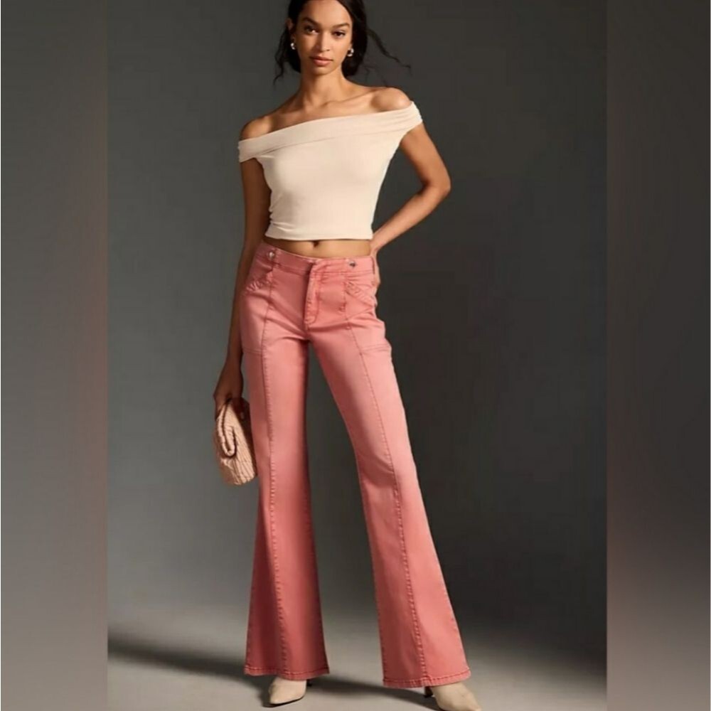 Pilcro Low Rise Utility Demilune Boot Cut Stretchy Pants Rose Women's Size 34